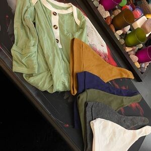 Green Baby Onesie with Button Details